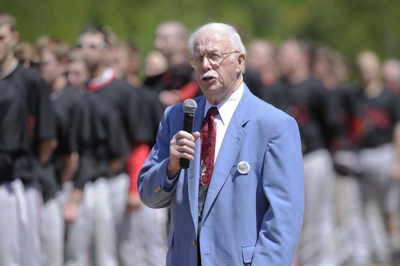 Lucien Huot sang the national anthem before baseball left The Ballpark, and he sang it when it returned – before the final game of the USCAA national tournament Thursday.