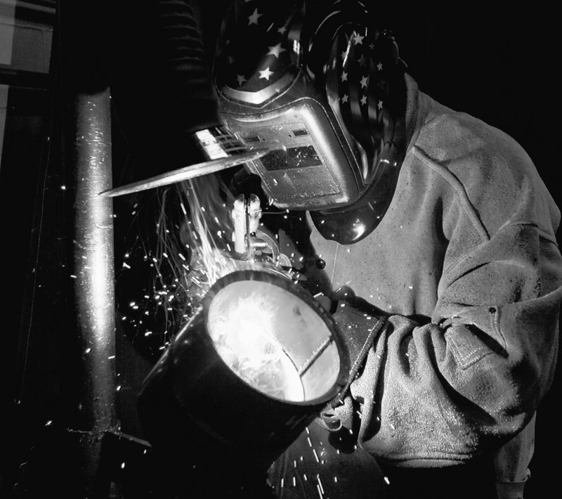 Travis Wainscott, 17, practices his arc welding techniques at the Columbia Area Career Center certified welding program in Missouri.