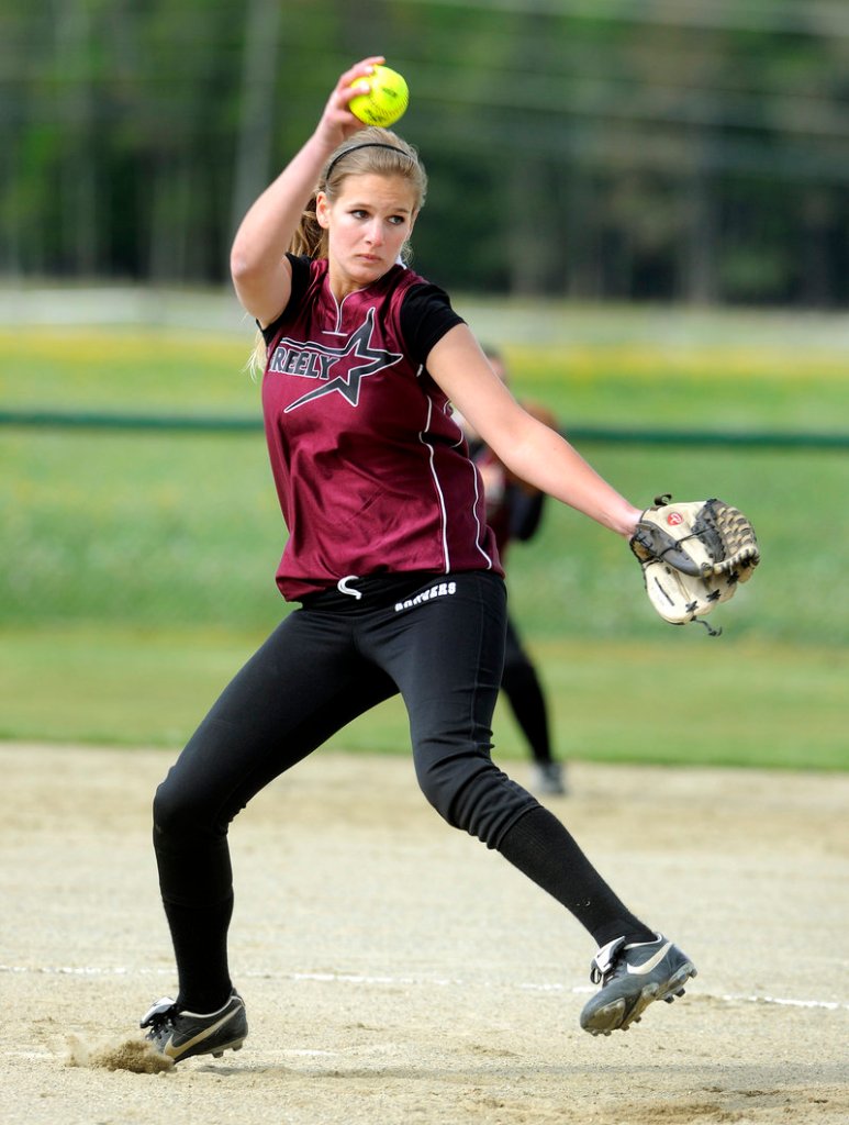 Mary Zambello, who has had two surgeries and proton beam treatment to overcome a tumor in her spine, is the ace pitcher for Greely despite one of her legs being more than an inch shorter than the other.