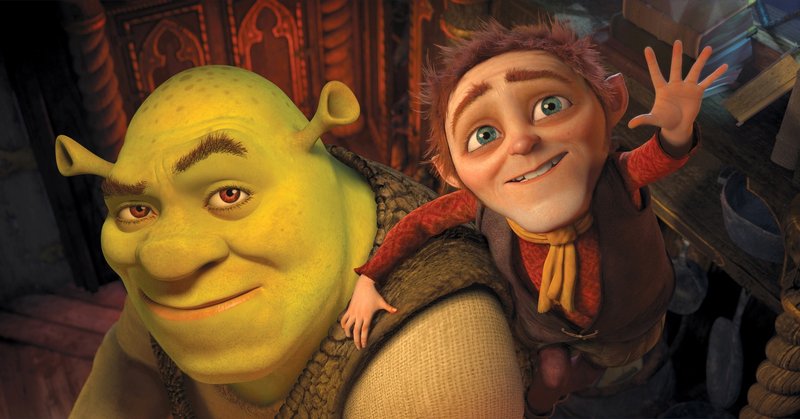 Shrek, in “Shrek Forever After,” is once again capably voiced by Mike Myers, but the Rumpelstiltskin character, right, voiced by Walt Dohrn, merits a “meh” at best.