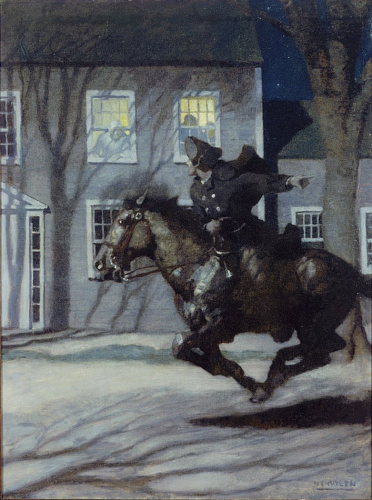 The Farnsworth Art Museum in Rockland is displaying the works of three generations of Wyeths in two exhibitions, including “Paul Revere’s Ride” by N.C. Wyeth, 1922, oil on panel.