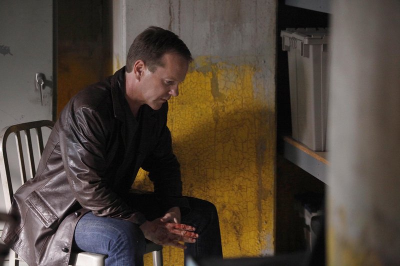Kiefer Sutherland as Jack Bauer is shown in a scene from the two-hour series finale of “24,” to air Monday. As the series closes, Bauer is gunning his way up the Russian hierarchy to punish all those responsible for killing his girlfriend.