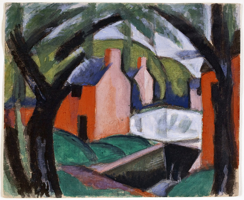 Oscar Bluemner’s “Landscape with Arched Trees,” 1918, gouache.