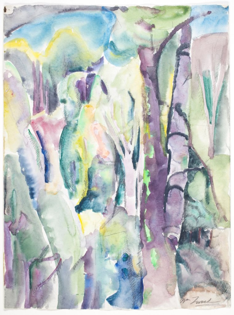 Untitled (unfinished sketch of trees) by William Zorach, circa 1917, watercolor over graphite.