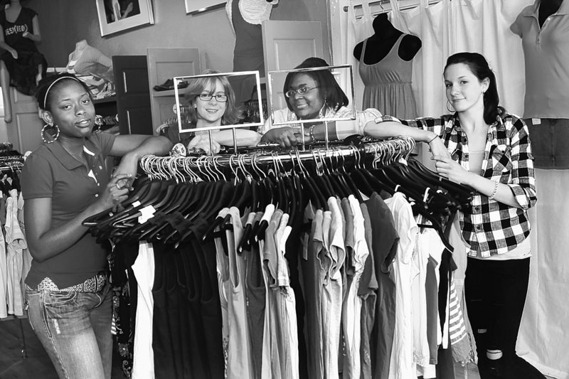 Perquila Rogers, from left, Kelsey Heider, Janyesha Jackson and Stella Richardson, students at Central High School in St. Paul, Minn., are co-founders of Express Yourself Clothing, a resale clothing store just two blocks from the school.