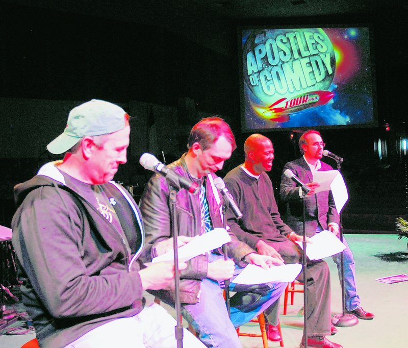 The four-man Apostles of Comedy perform in churches and hope to work in more mainstream settings outside of religious facilities in the future. From left are Jeff Allen, Daren Streblow, Anthony Griffith and Greg Lee.