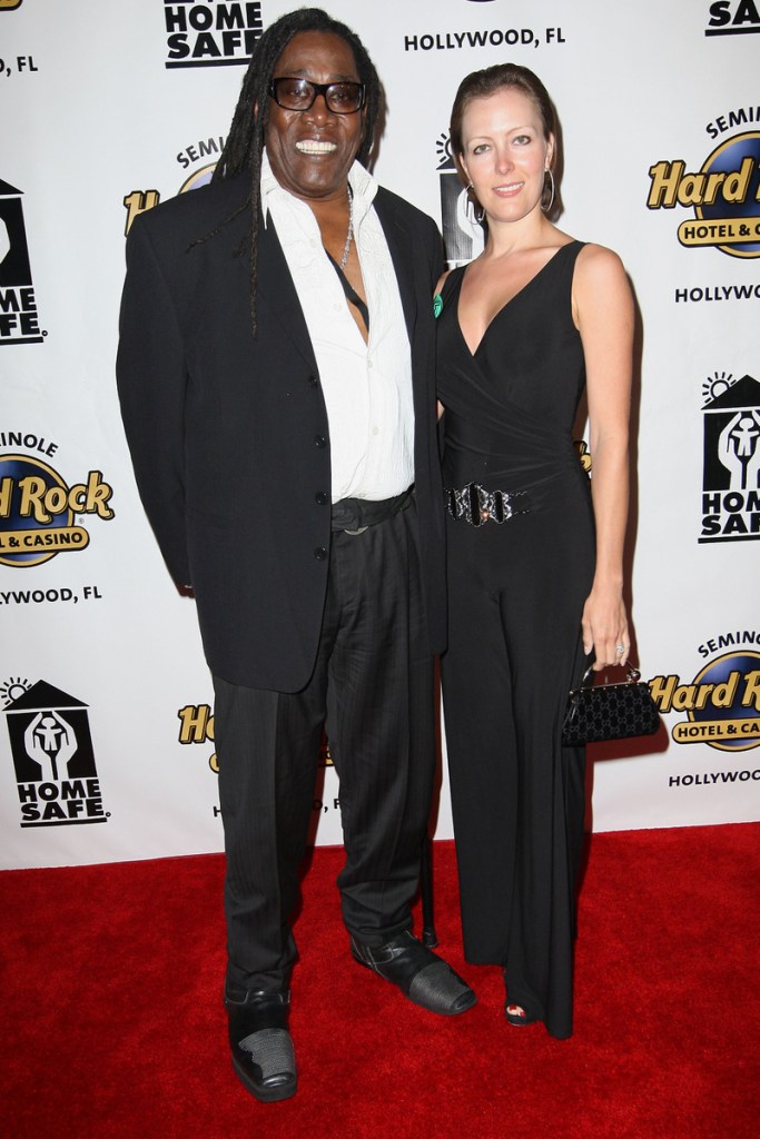 In this photo released by the Seminole Hard Rock, Clarence and Victoria Clemons stop for a photo at the "Clarence Clemons Home Safe" event at Seminole Hard Rock Hotel & Casino in Hollywood, Fla, Saturday. Clemons, who underwent major spinal surgery on Jan. 13, 2010, returned to the stage at the event.
