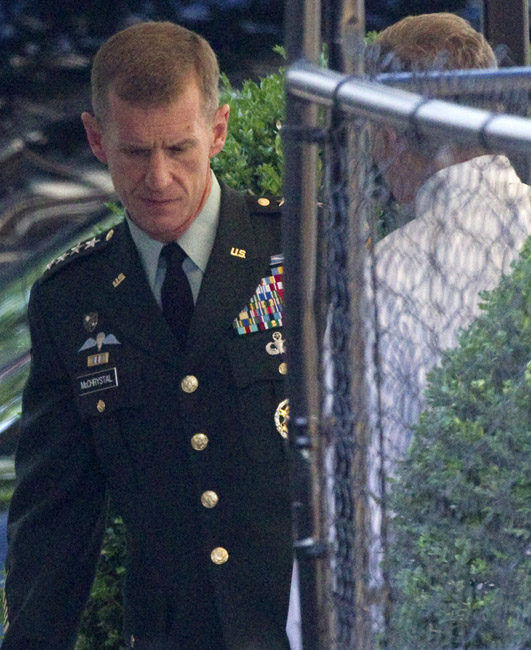Gen. Stanley McChrystal arrives at the White House today for a meeting with President Barack Obama.