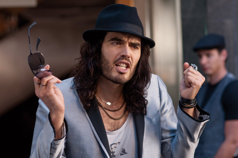 Russell Brand as drug-addled rocker Aldous Snow in “Get Him to the Greek,” the story of a record company underling (Jonah Hill) who has three days to drag the uncooperative rock legend to Hollywood in time for a comeback concert.