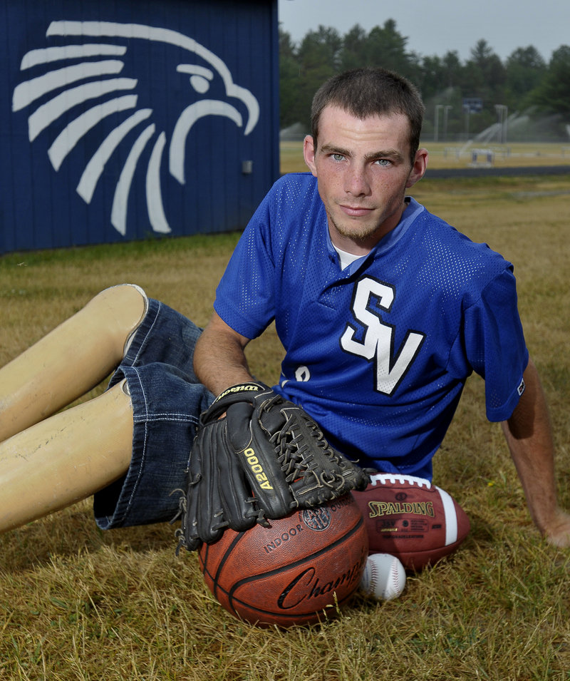 Eddie Warren never has thought of himself as handicapped, and proved it at Sacopee Valley High, playing football, basketball and baseball while providing inspiration and leadership to teammates.