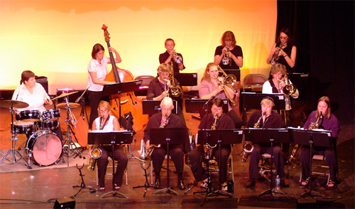 The Edith Jones Project, a 16-memver all female jazz big band, will perform Friday at the Saco River Grange Hall.