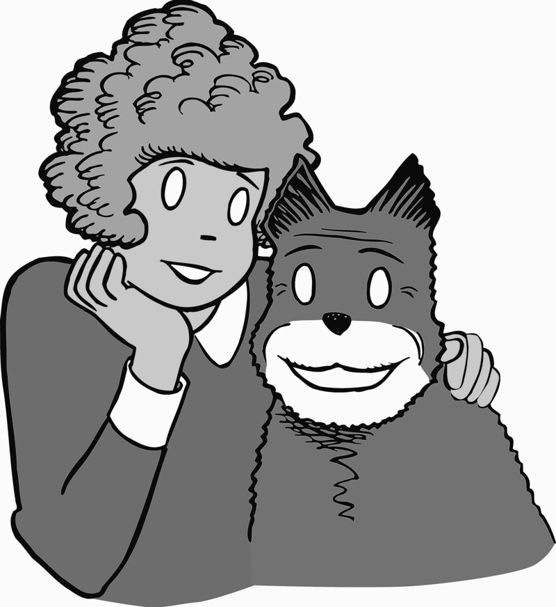 Comic-strip character Annie and her dog, Sandy, from the “Annie” comic strip, were drawn by Leonard Starr, who succeeded Harold Gray as cartoonist upon Gray’s death in 1968.