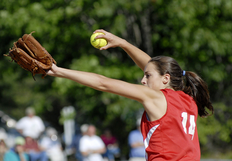 Alexis Bogdanovich is South Portland's top pitcher, with 108 strikeouts in 73 innings, and she gets strong support from the Red Riots' deep offense. The Riots face Bangor today at St. Joseph's College in the state Class A final.