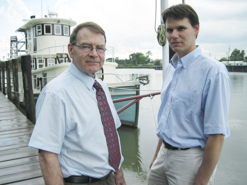 Mainers Dick Clime, left, of Bristol and Hugh Cowperthwaite of Portland met with business owners and economic officials in Houma, La., this week, including a stop along the Intercoastal Waterway.