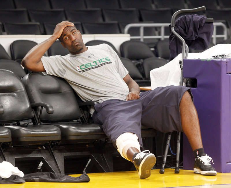 Kendrick Perkins can do nothing but agonize Wednesday after learning he will miss Game 7 of the Celtics’ series against the Lakers tonight with a sprained right knee.