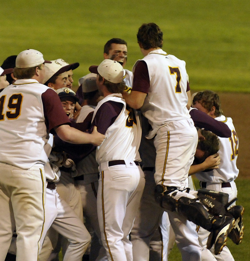 The pressure is off, the Western Class B baseball title has been won, and Cape Elizabeth unleashed its emotions Wednesday night after beating Yarmouth 5-1 in the regional final at St. Joseph’s College.