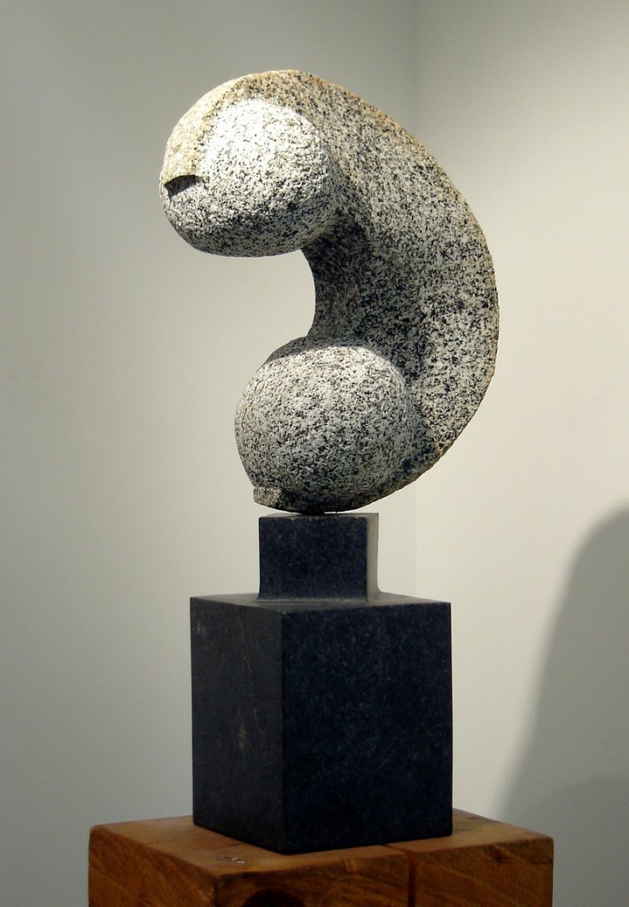 Mark Herrington, “Two Sphere Study,” stone, 26 inches