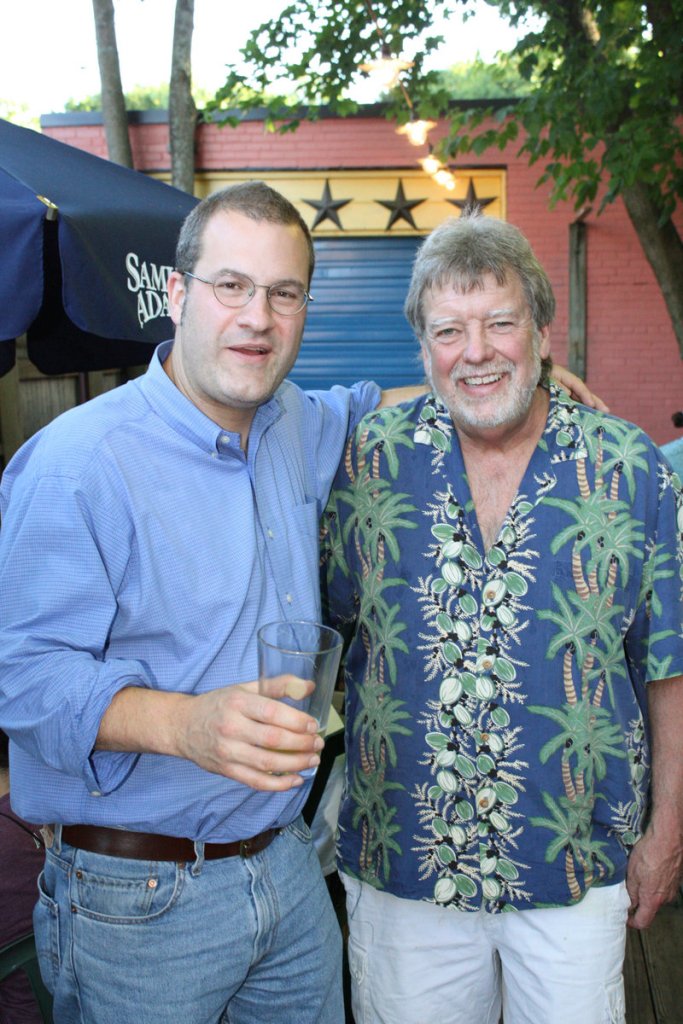 Rob Tod, left, who founded Allagash Brewing in 1999, hangs out with Dave Evans, owner of the Great Lost Bear restaurant, which hosts a Craft Beer Showcase on Thursday evenings.