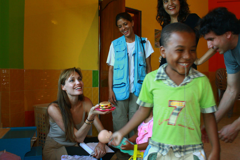 Actress Angelina Jolie visits a day-care center in Sucumbios province in Ecuador’s Amazon region on Friday in her role as a Goodwill Ambassador for the United Nations Human Committee for Refugees.