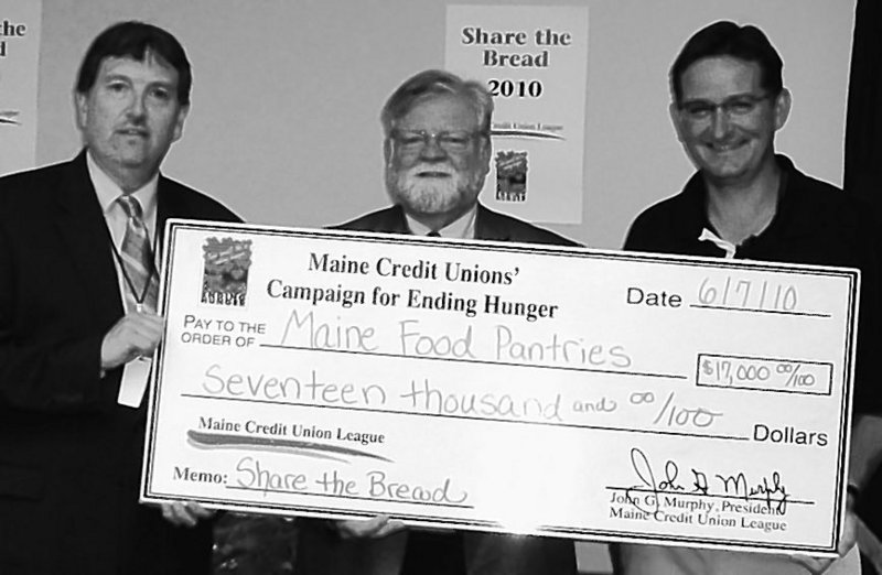 Maine Credit Unions gave $17,000 to be divided among food pantries to highlight the issue of hunger in Maine, in particular the needs of schoolchildren through summer.