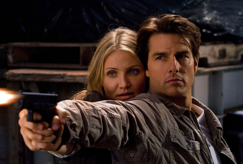 Cameron Diaz and Tom Cruise during a tense moment in "Knight and Day."
