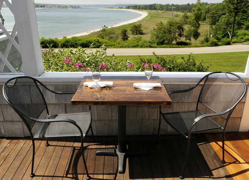 The Chart Room’s porch affords a view west across the sand of Ferry Beach to distant Old Orchard Beach and Biddeford Pool and makes the inn fun to visit. Fine food under new management enhances the experience.