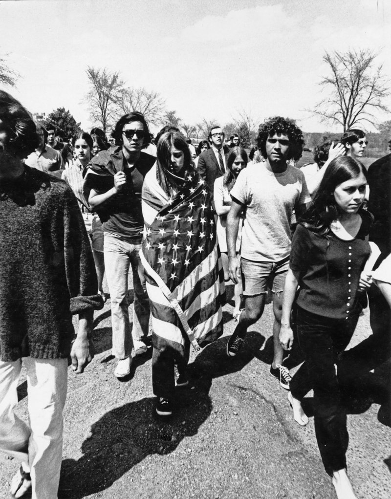 A 1970 student protest at Colby College, from the Maine Historical Society’s “Exposed”