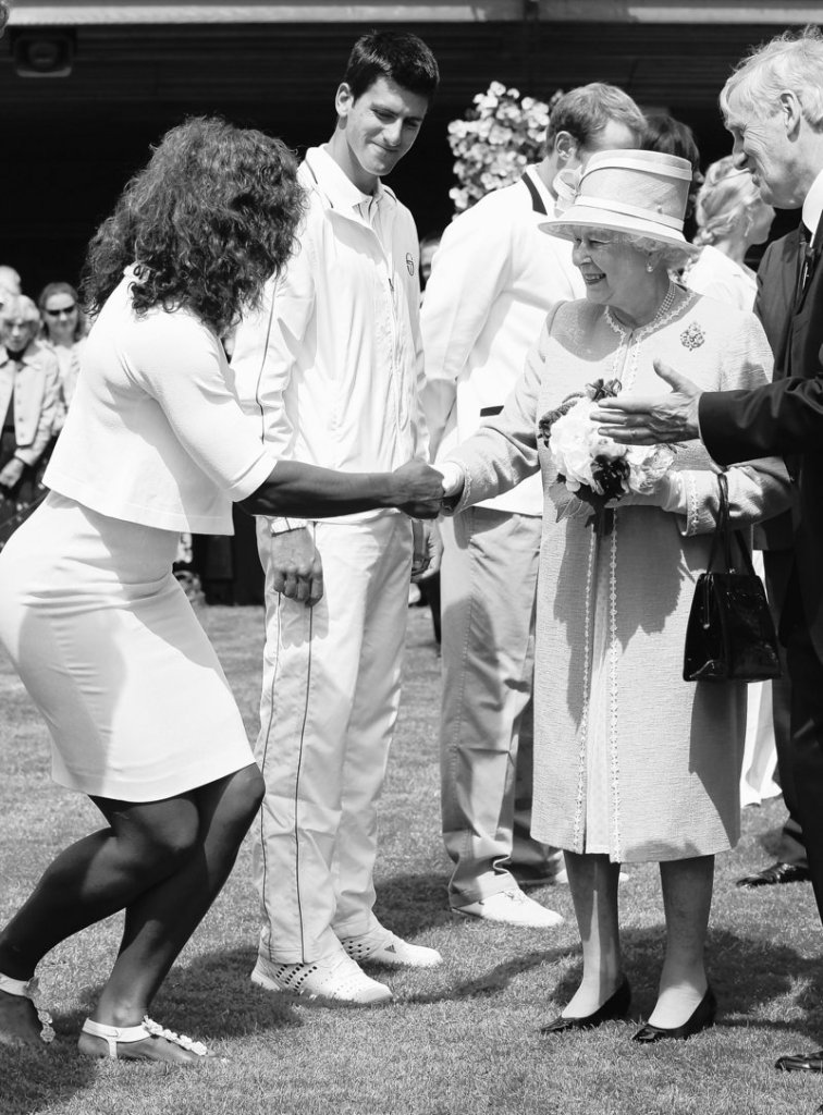 Queen Elizabeth II meets defending champion Serena Williams on Thursday as the British monarch made her first visit to Wimbledon in 33 years.