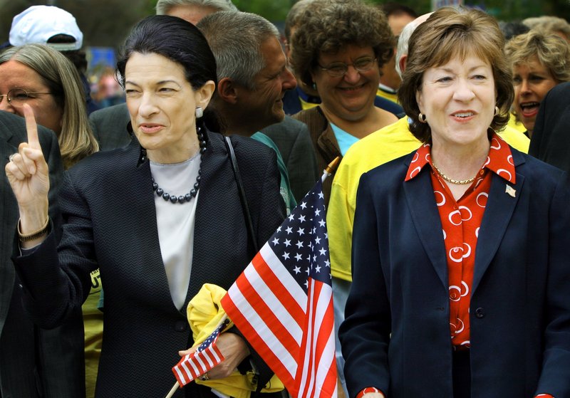 Sens. Olympia Snowe, left, and Susan Collins, shown here in a 2005 file photo, didn’t vote the way a pair of readers felt they should on stimulus funding.