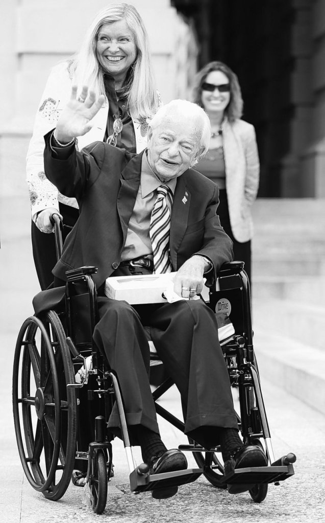 Sen. Robert Byrd, with longtime staffer and scheduler Martha Anne McIntosh, arrives on Capitol Hill in August 2009. The West Virginia Democrat’s office said Sunday the 92-year-old lawmaker has been in the hospital since late last week.