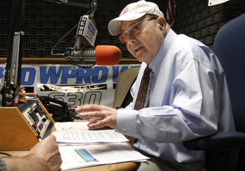 Vincent “Buddy” Cianci, former mayor of Providence, R.I., and talk show host, broadcasts “The Buddy Cianci Show,” live at the WPRO radio studios in East Providence.