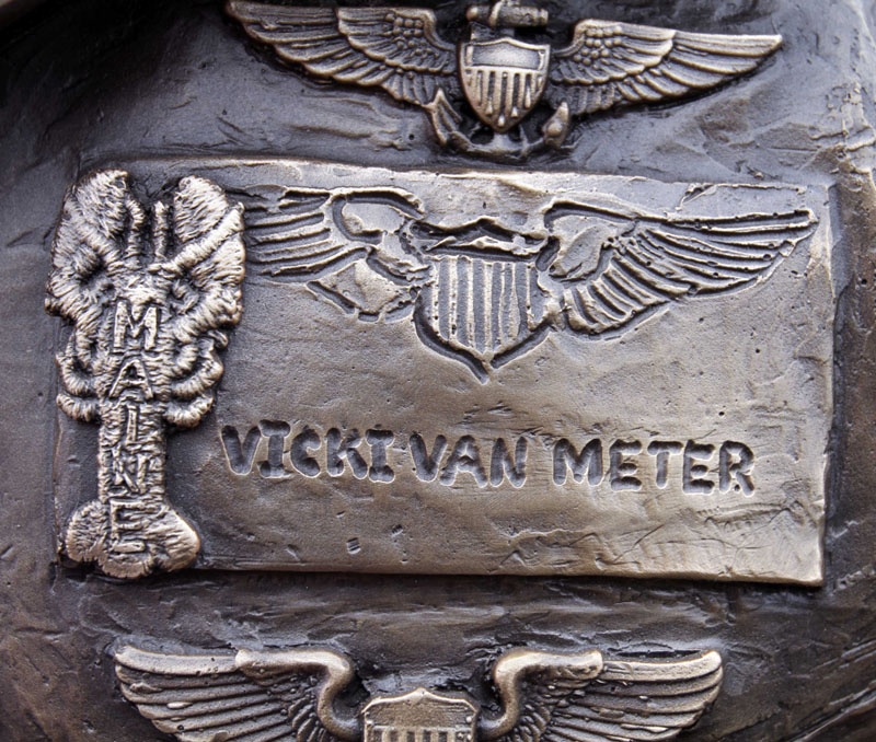 Detail of the statue of the late Vicki Van Meter.