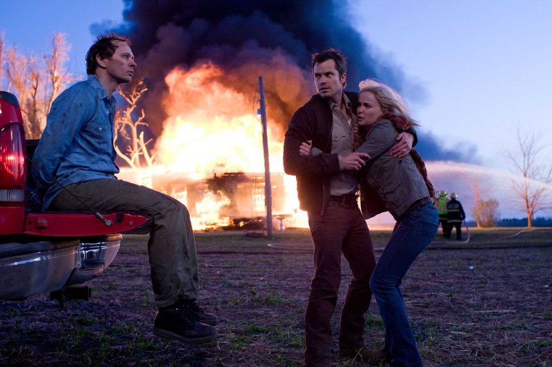 Brett Rickaby, left, Timothy Olyphant and Radha Mitchell in "The Crazies."