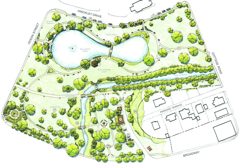 This is the Mill Creek Park Schematic Plan. A goal of the master plan is to better connect the park’s various parts.
