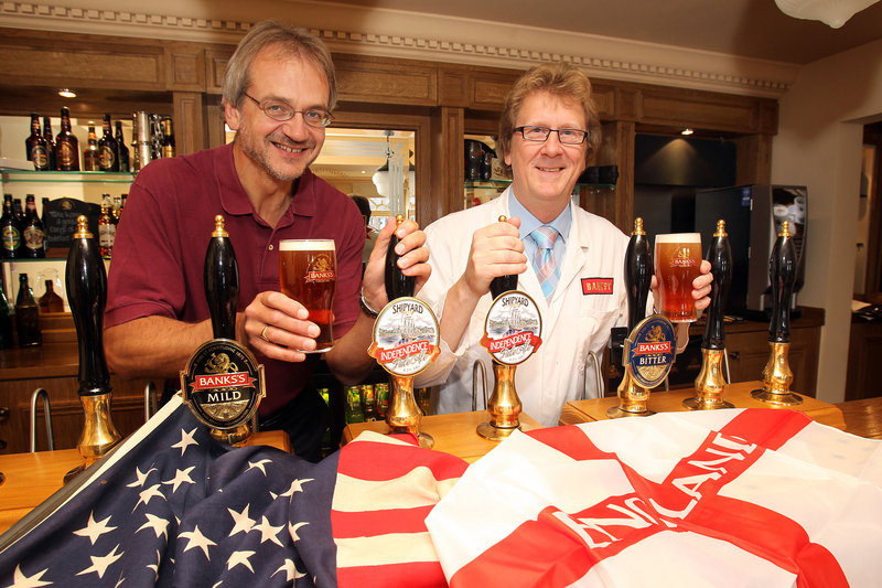 Alan Pugsley, left, created a new brew across the pond.