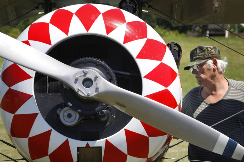 Paul French of Dexter checks out a Nieuport 26 experimental airplane that was manufactured in 1936.