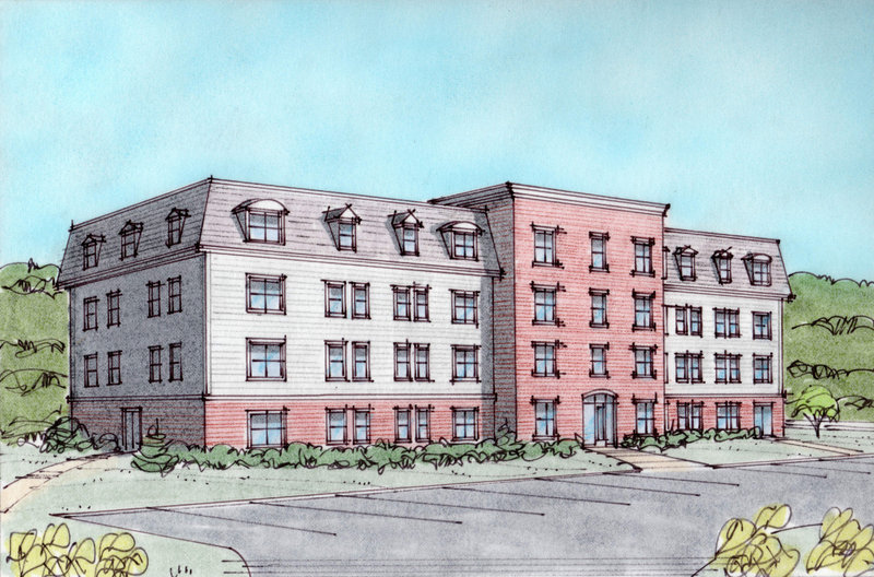 An artist’s rendering shows Spring Crossing in Westbrook, slated to be finished next spring.