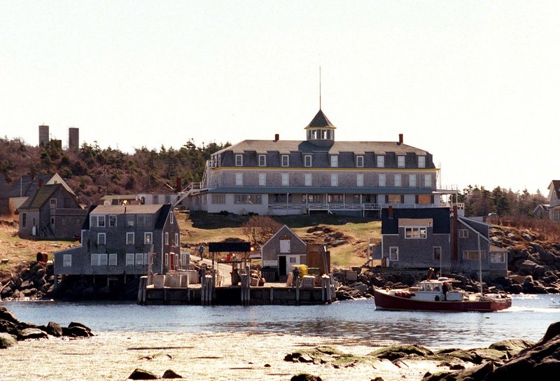 The Island Inn on Monhegan, one of coastal Maine's most magical places, presides just up the hill from the dock. If you wish to stay for dinner, you must rent a room because there are no ferries at night.
