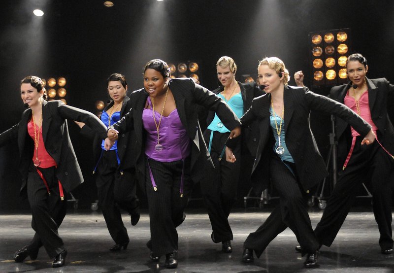 Members of the cast of “Glee” perform in an episode of the popular show that received 19 Emmy nominations.
