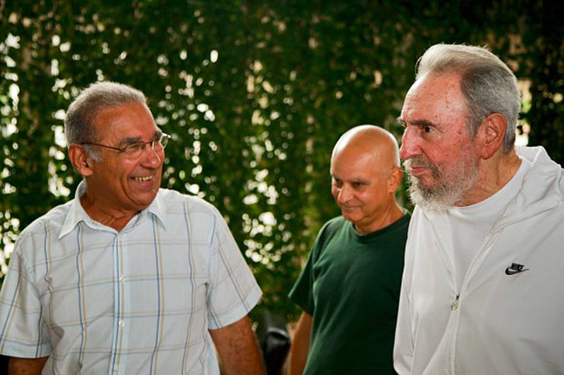 Cuban leader Fidel Castro, right, visits the National Center for Scientific Investigation in Havana last Wednesday. Castro had not been photographed in public since falling ill in July 2006.