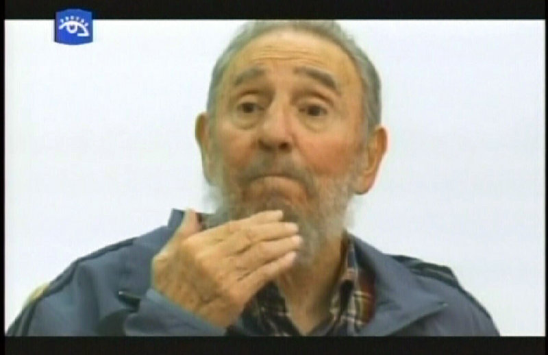 Fidel Castro, Cuba’s former president, is seen as he speaks during an interview in Havana on Monday. A serious illness forced him to cede power to his brother Raul four years ago.