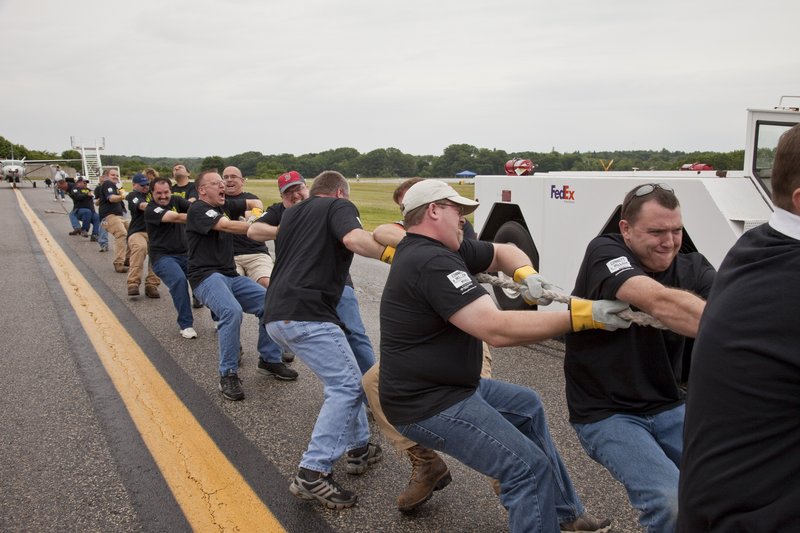 Time Warner Cable employees participate in the MS Society’s Annual Plane Pull at Portland International Jetport. Time Warner Cable sponsored five teams and raised about $20,000.