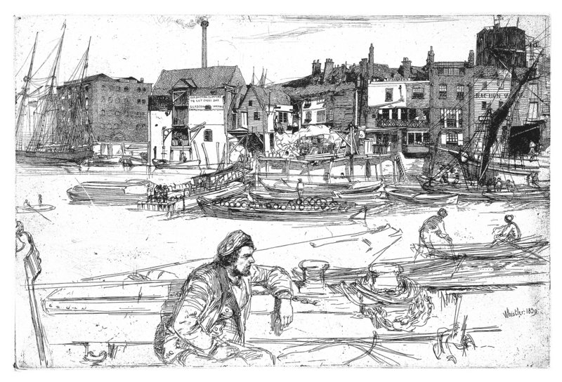 “Black-Lion Wharf” is one of more than 200 etchings and lithographs by James McNeill Whistler in the Lunder Collection.