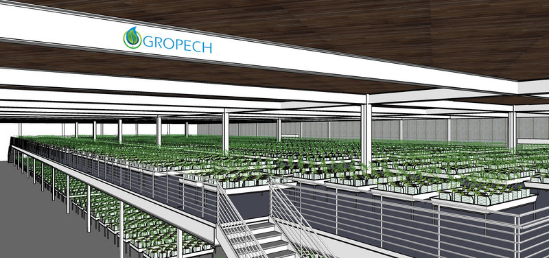 A computer image provided by architects for Gropech shows a plan for a 50,000-square-foot marijuana-growing operation. Gropech is interested in running one of four industrial-scale medical marijuana-growing plants that the Oakland City Council is considering licensing and taxing.