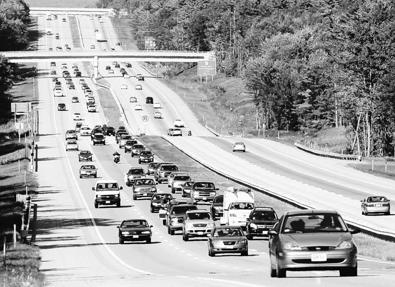 Southbound traffic builds on the Maine Turnpike as visitors head home after a Labor Day weekend.