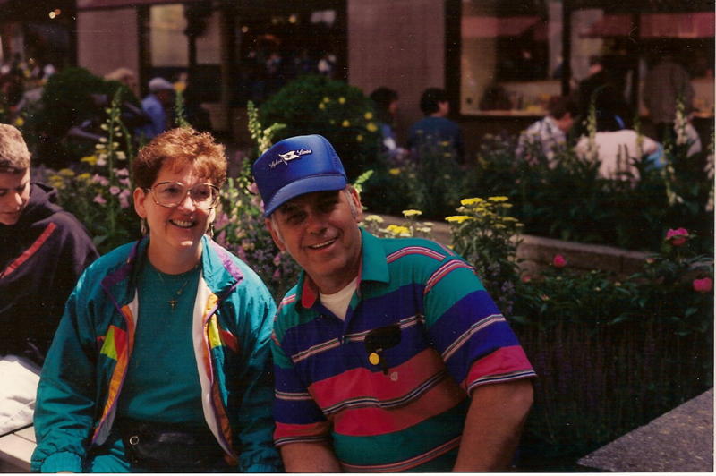 Elmer "Larry" Shaw and his wife, Susan, sit in a park at Rockefeller Center in New York during one of their many trips.
