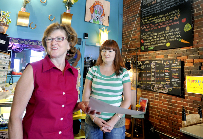 Linda Converse, left, and her daughter Ellen own and operate Oh Baby Cafe on Main Street in Biddeford. Restaurateurs in the region are finding breakfast to be "recession-proof."