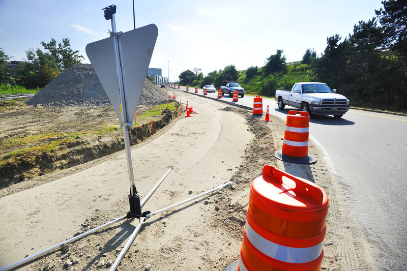 Interstate 295 Exit 7 at Franklin Arterial in Portland is under construction Wednesday.