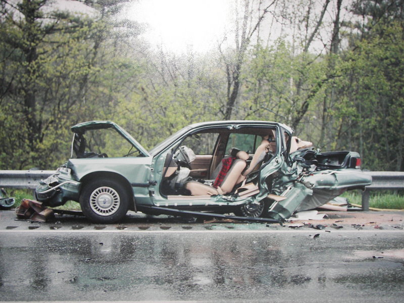 Maine State Police Sgt. Michael Edes was in this cruiser on the side of Interstate 295 when it was hit from behind in 2000 by a driver who was under the influence of drugs. Edes' injuries kept him out of work for six months.