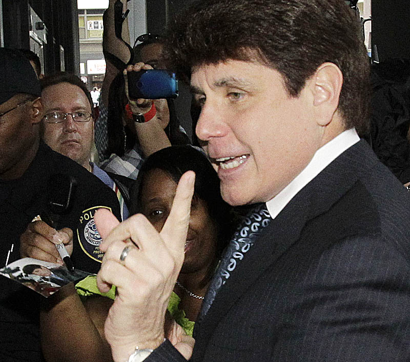 Former Illinois Gov. Rod Blagojevich arrives at the Federal Court building today in Chicago.